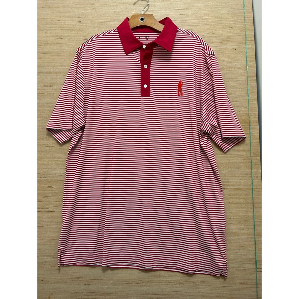 USAG‎ Golf Polo Shirt Red White Stripe Embroidered Golfer Mens XL